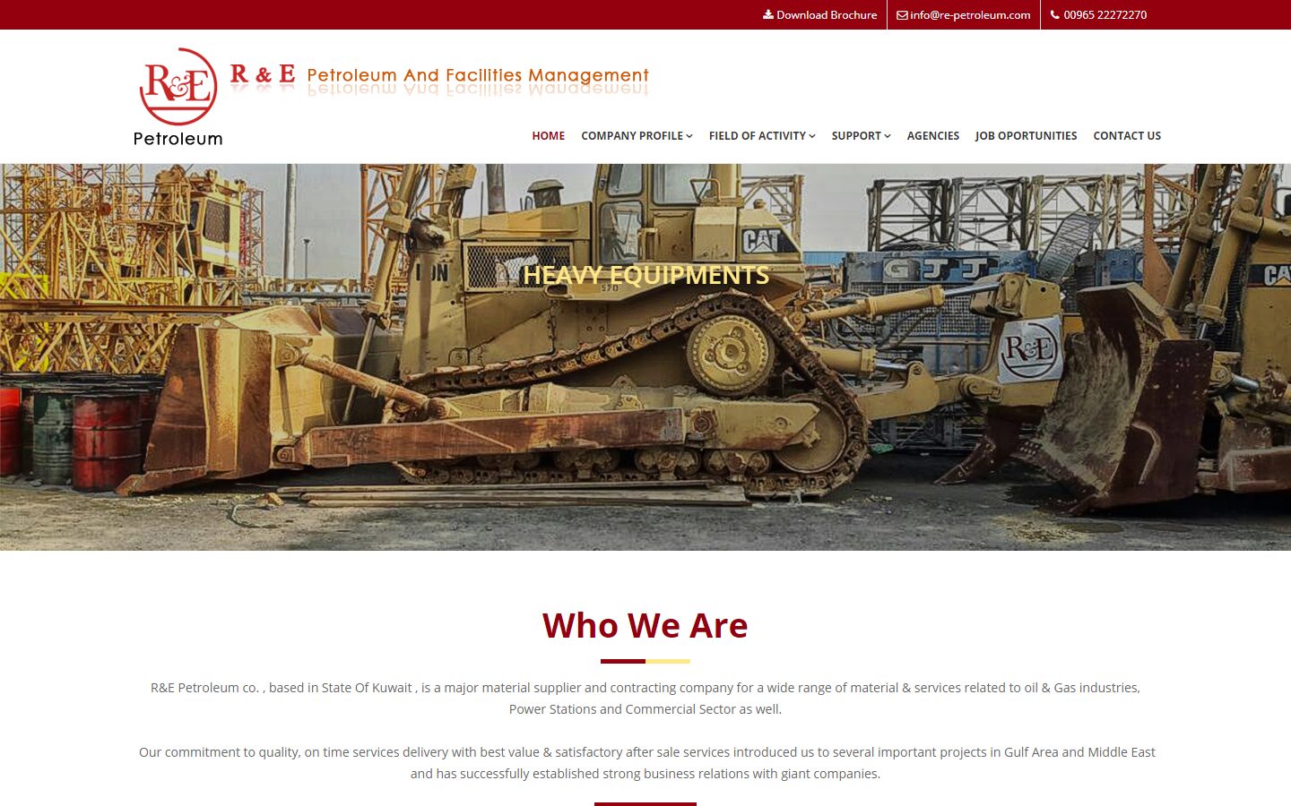 R&E Petroleum website screenshot